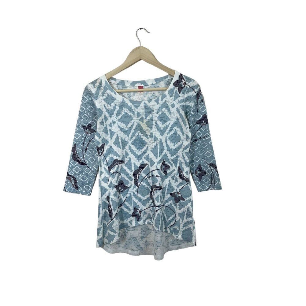 Sundance Before & Again X-Small Top Burnout Thermal USA 3/4 Sleeve Womens